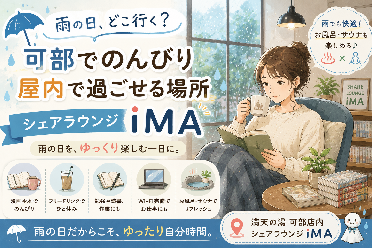 雨の日、どこ行く？広島市安佐北区・可部でのんびり過ごせる屋内スポット「SHARE LOUNGE iMA 」